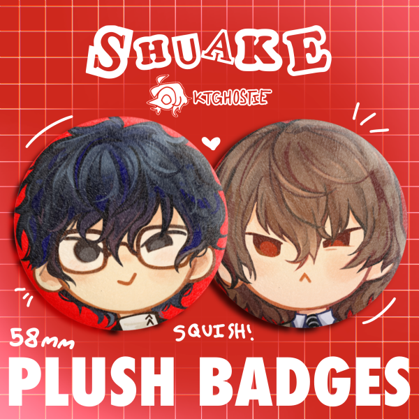 [Pair Bundle] Shuake/Akeshu Persona 5 Plush Badges