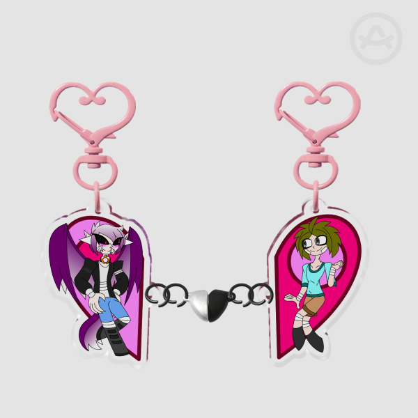 Hungry Apples Matching Keychains [Couple Magnet Keychains]