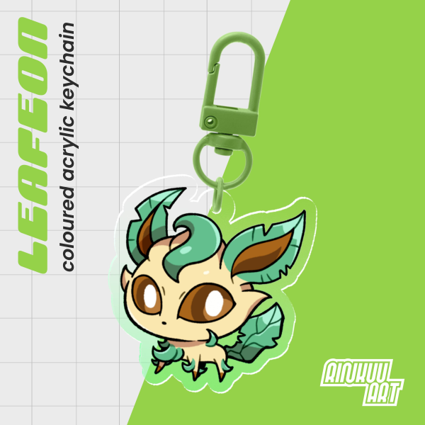 Chonky Leafeon - Colored Edge Keychain