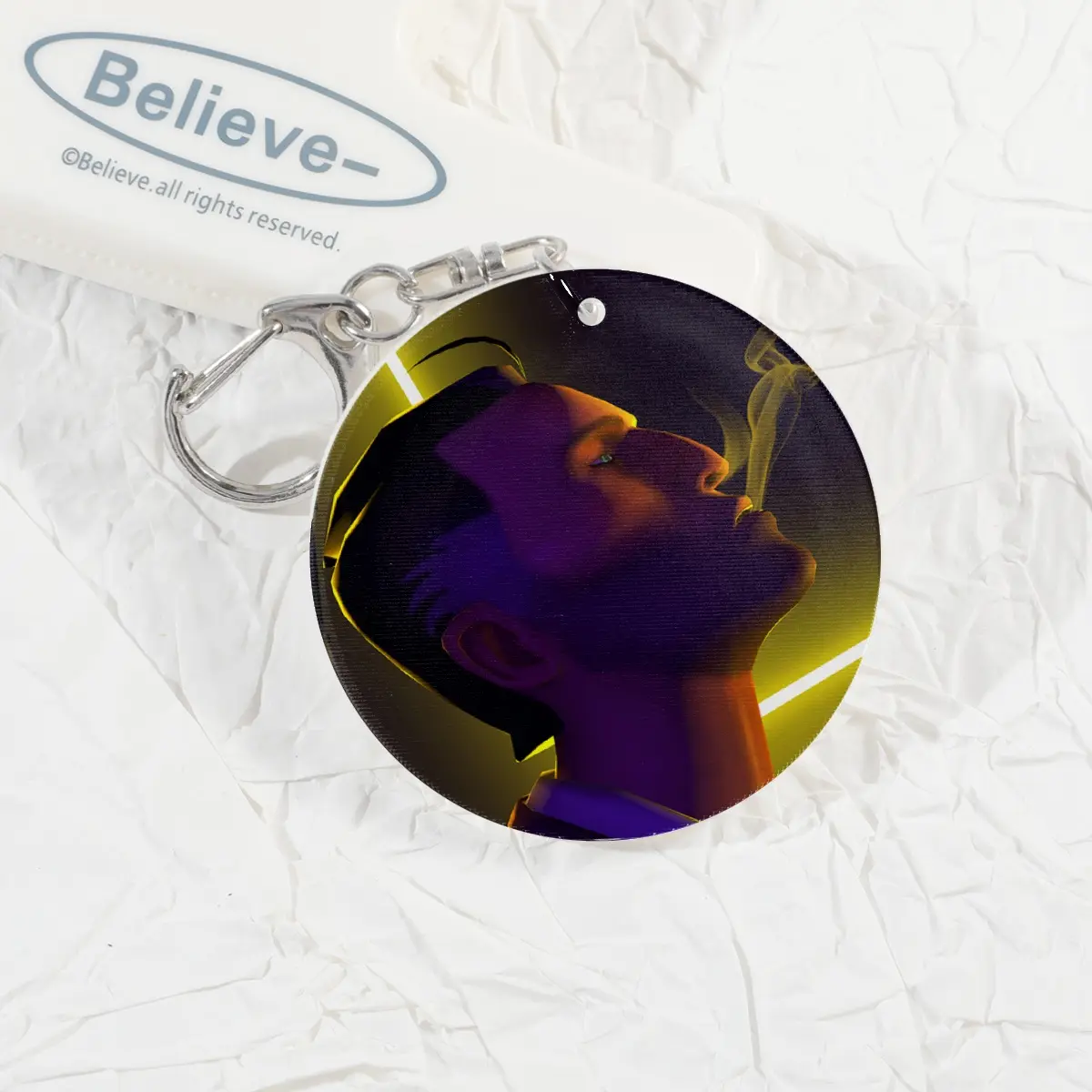 Spy Smoking in Neon Lenticular Keychain
