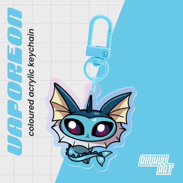 Chonky Vaporeon - Colored Edge Keychains