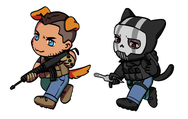 Puppy and Kitty Ghoap Acrylic Keychain