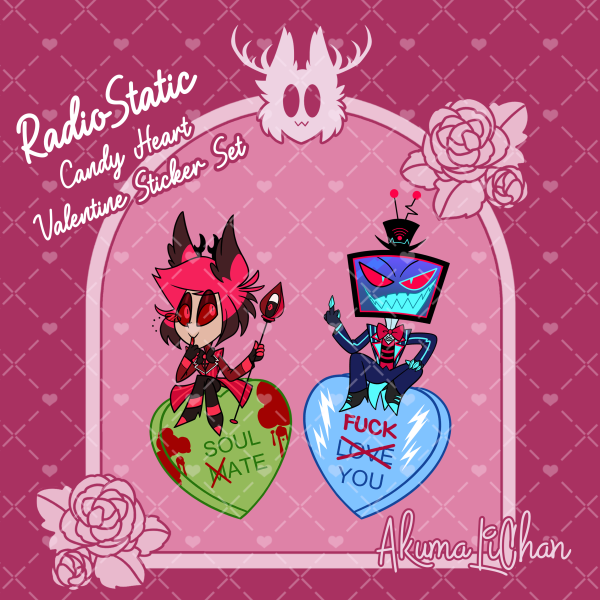 Chibi RadioStatic Valentine Candy Heart Sticker Set
