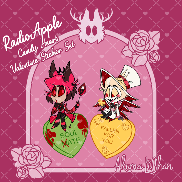 Chibi RadioApple Valentine Candy Heart Sticker Set
