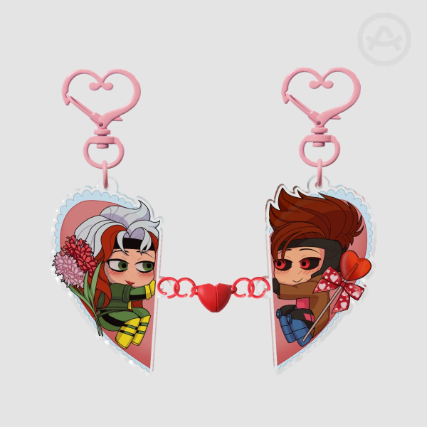 Rogue and Gambit chibi Magnet Keychains