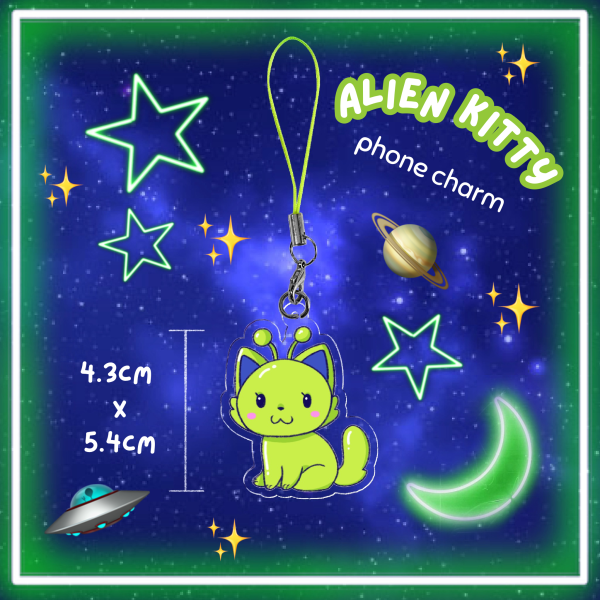 Baby Alien Kitten Phone Charm