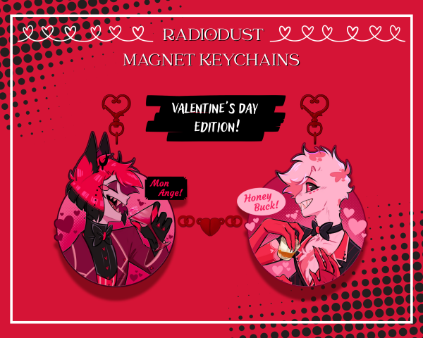 Alastor/Angel Dust Valentine's Day Acrylic Magnet Keychains
