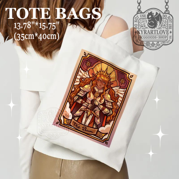 Queen angel knight of the sun Horizontal Part-print Canvas Tote Bags - 13.7″x15.7″(35x40cm)