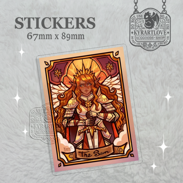 Queen angel knight of the sun Clear PET Vinyl Die Cut Stickers 67mm x 89mm