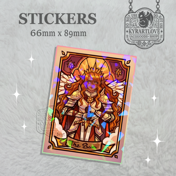Queen angel knight of the sun Colored Edge Die Cut Stickers 66mm x 89mm