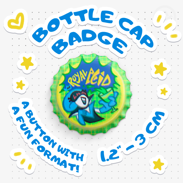 Queen's Royal Acid 2.0 - Bottle Cap Badge [Deltarune]