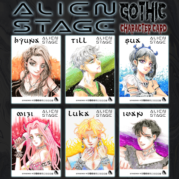 alien stage colour pencil sketch print photocard set