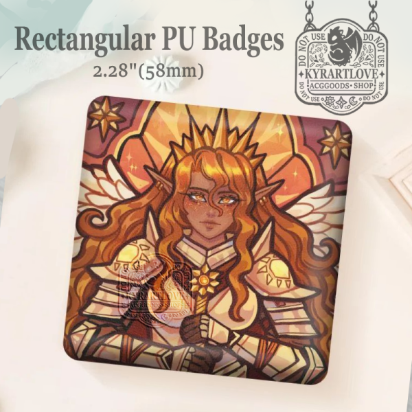 Queen angel knight of the sun Rectangular PU Badges - 2.28"(58mm)