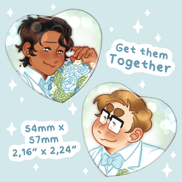 Herlos - Wedding AU - Matching Heart Shape Badges