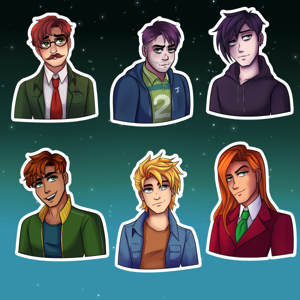 Stardew Valley Bachelors - Die Cut Stickers - Full Collection