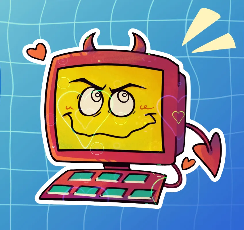 Electric Dreams Devil Edgar Sticker by feartoxinn - ACGGOODS
