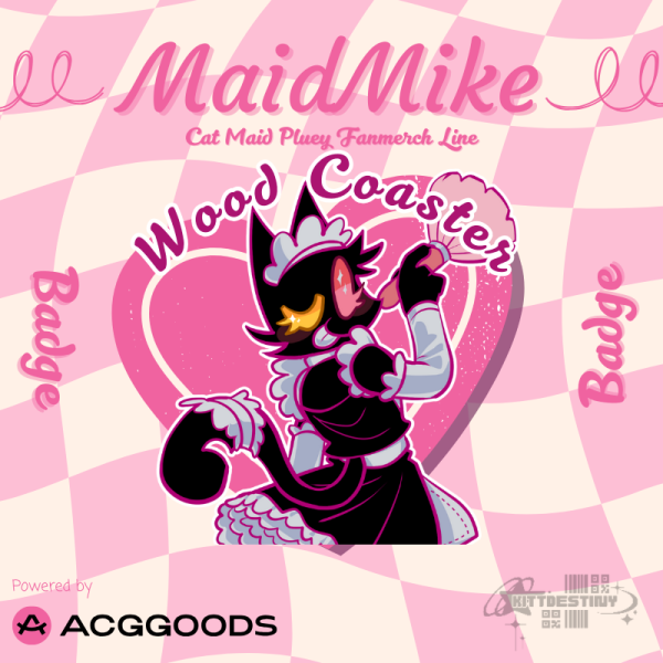 Deltarune Cat Maid Pluey Wood Coaster