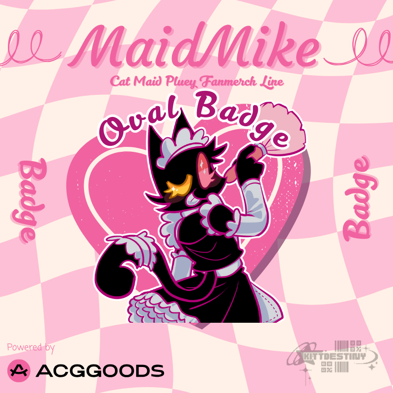 Deltarune Cat Maid Pluey Oval Badges