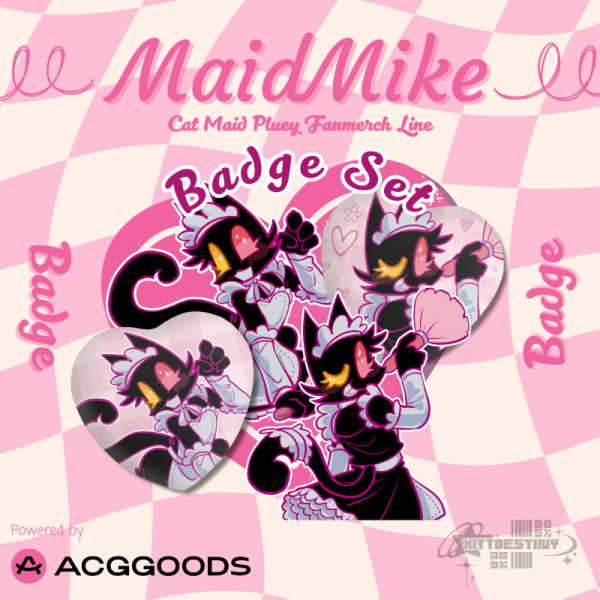 Deltarune Cat Maid Pluey Badge Set