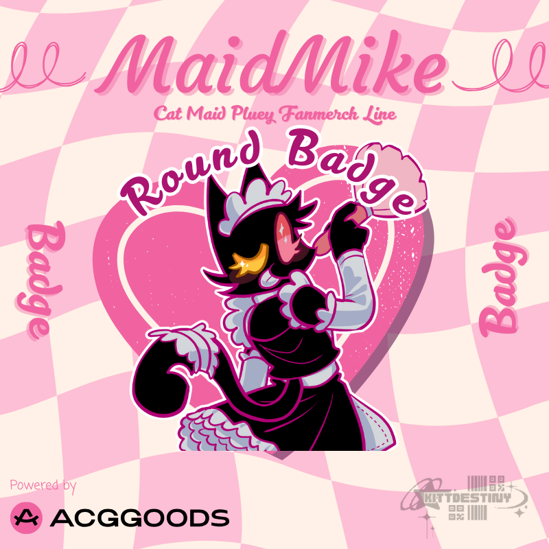 Deltarune Cat Maid Pluey Round Badges (Button Pins)