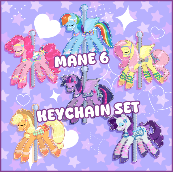 MLP Mane 6 Carousel Keychain Set