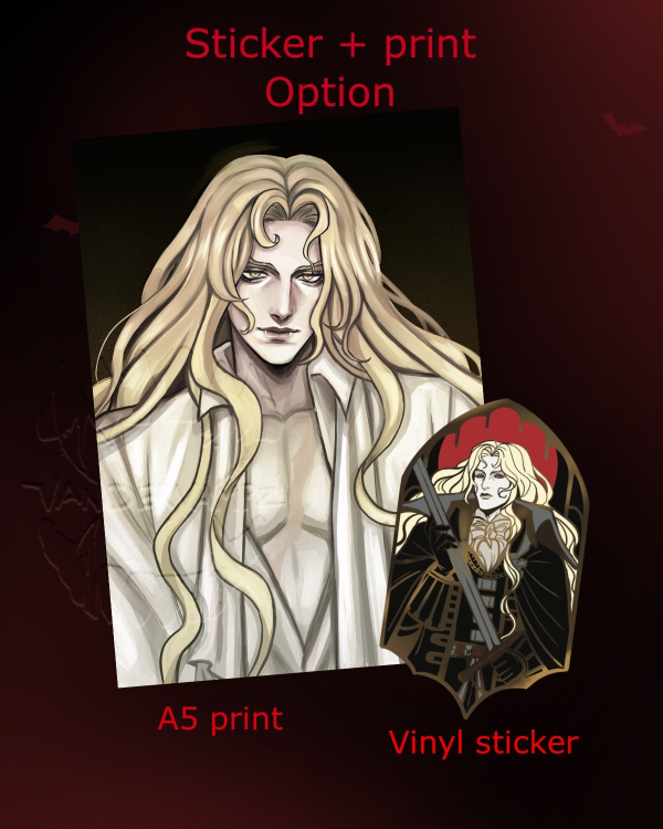 Alucard sticker + A5 print set