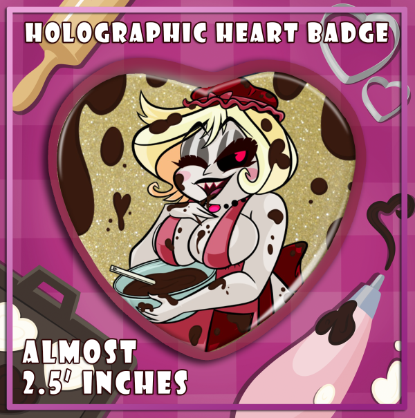 Mixing Chocolate - Mimzy - Heart Holographic Badge