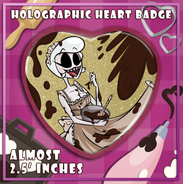 Mixing Chocolate - Rosie - Heart Holographic Badge