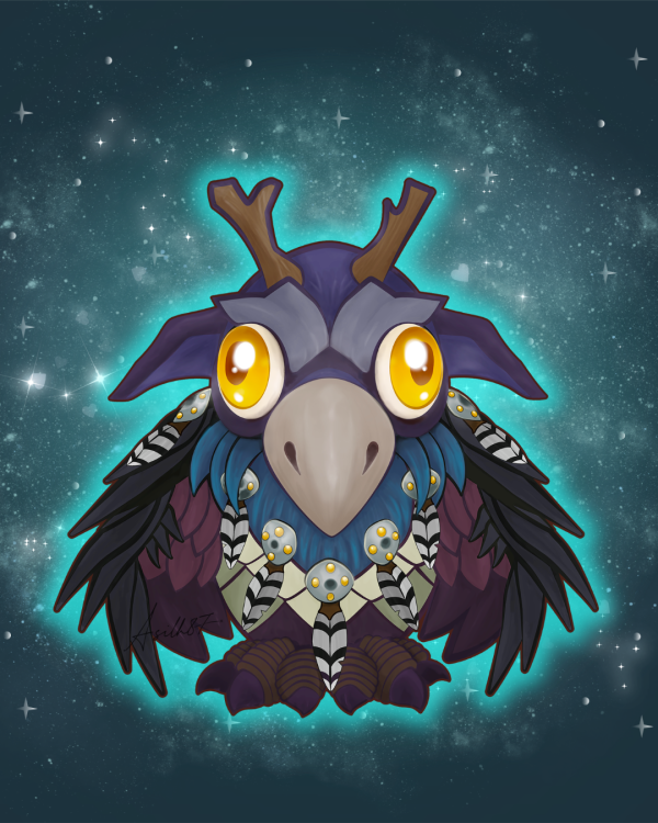 Mystic Moon-Bird Full Bleed Acrylic Keychain - Fantasy Druid Guardian