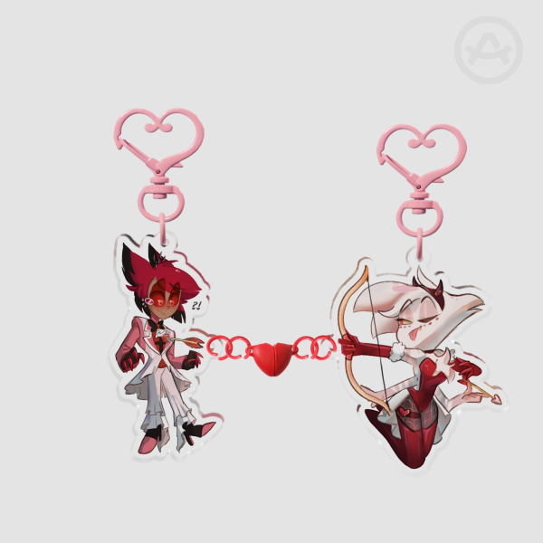 RadioDust (AlastorXAngelDust) Cupid's Bow Acrylic Keychain