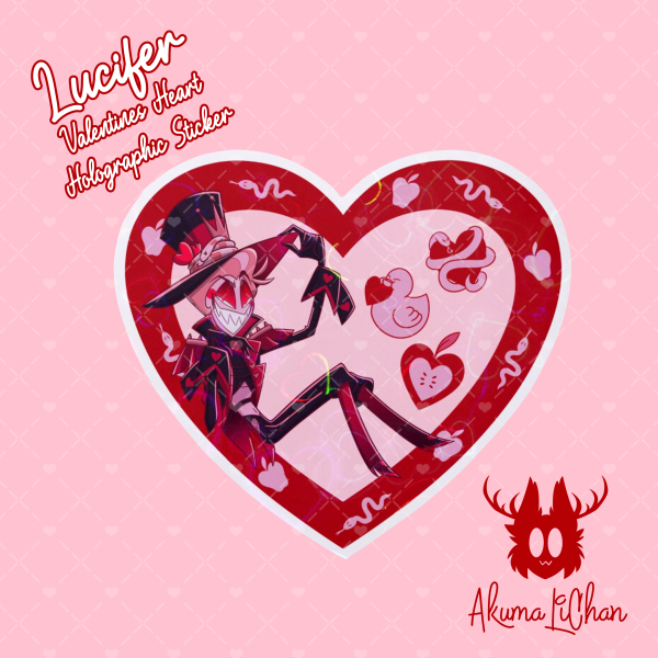 Lucifer Valentines Heart Holo Sticker