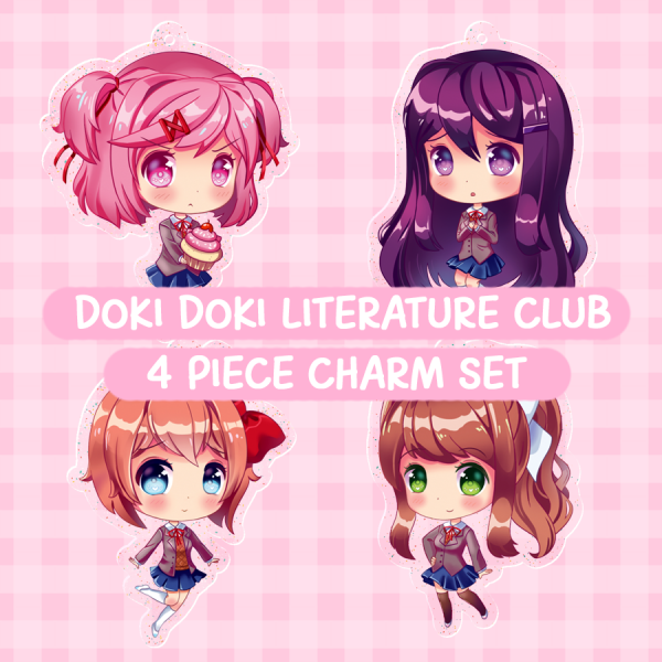 DDLC Doki Doki Literature: Full Set Set of 4 Glitter Acrylic Charms