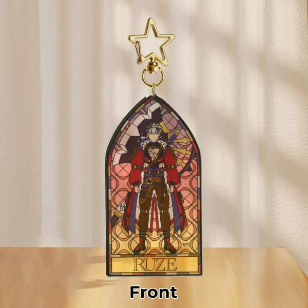 Crimzon Ruze TRANSPARENT Stained Glass Acrylic Keychain