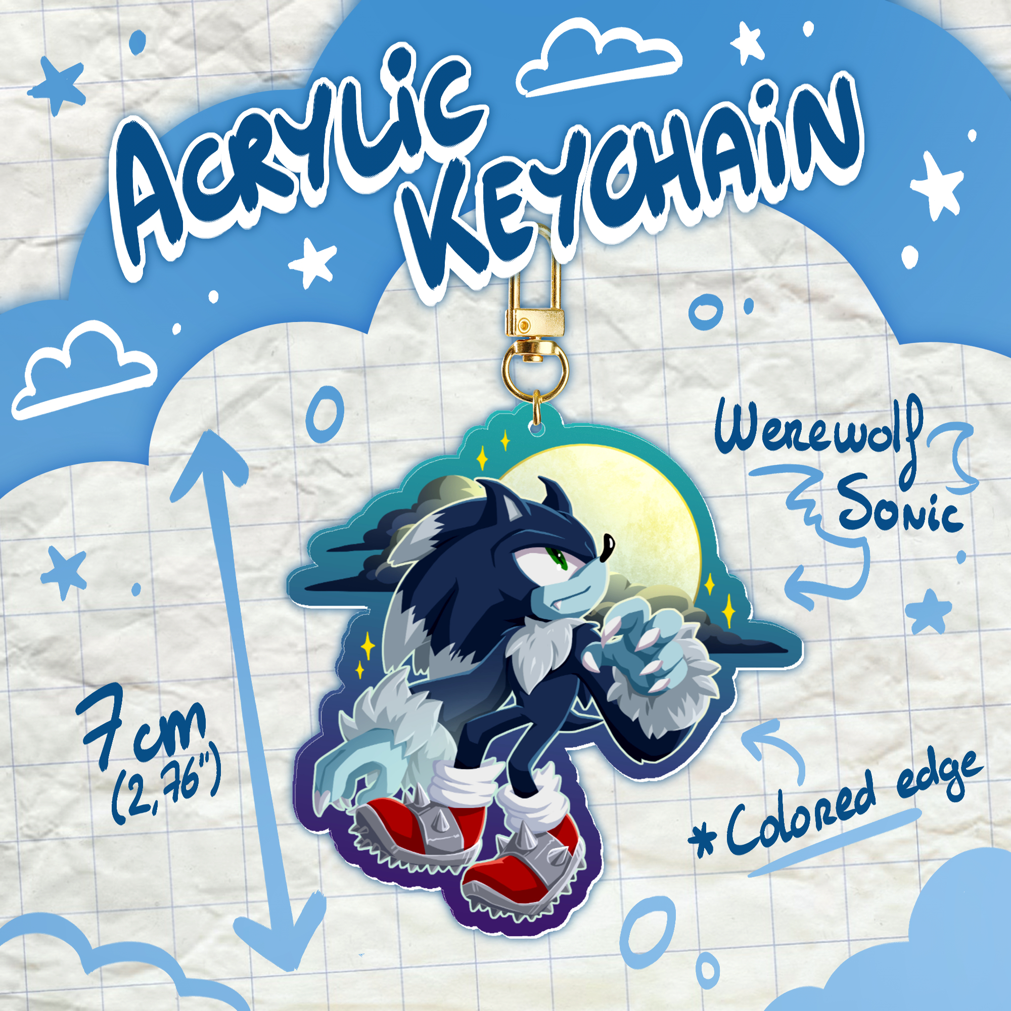 Sonic Werehog - Acrylic Keychain