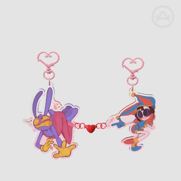 Pomni and Jax Acrylic Magnet Keychains