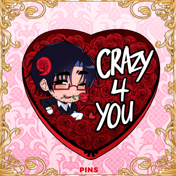 CRAZY 4 YOU || CUPIDS BOW || Heart Shape Holographic Badge