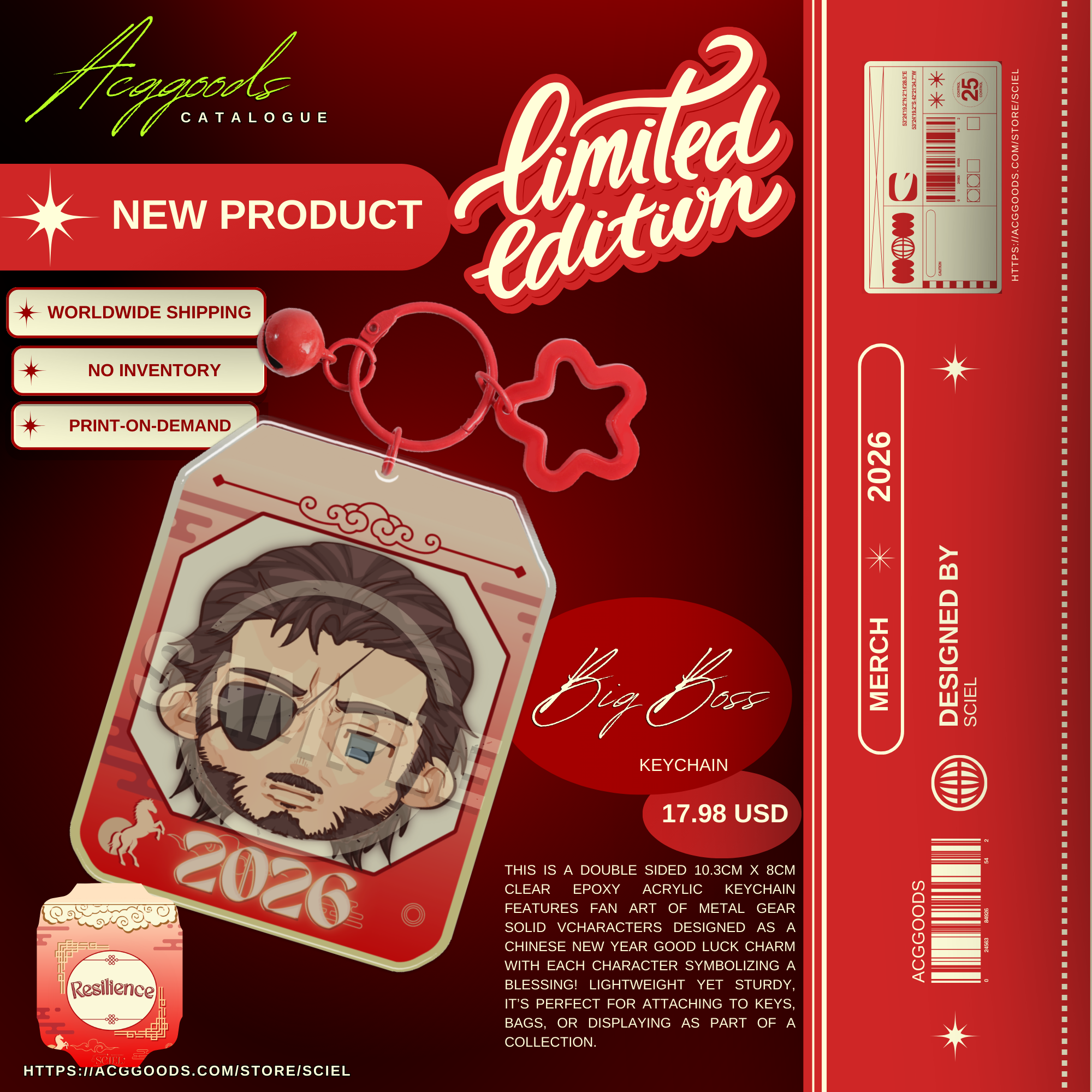 BIG BOSS (MGSV CNY) Epoxy Clear Acrylic Keychain