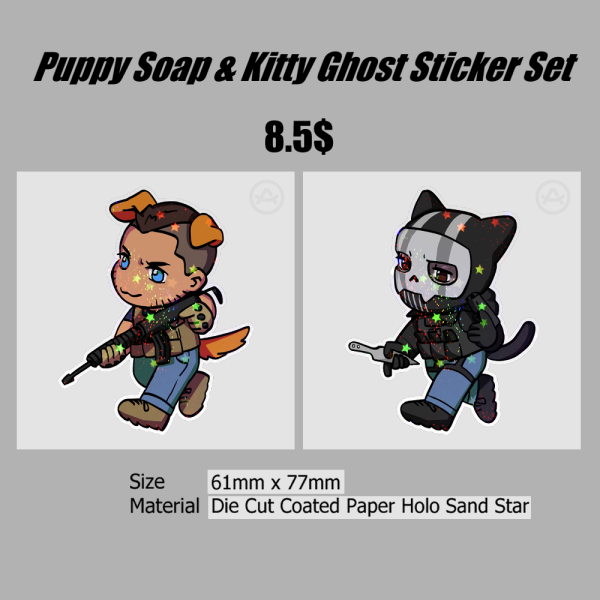 Kitty Ghost and Puppy Soap Sticker Set