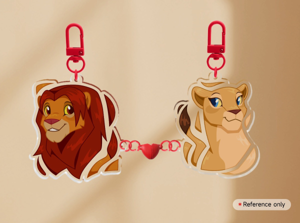 Lion King and Queen magnet heart charms
