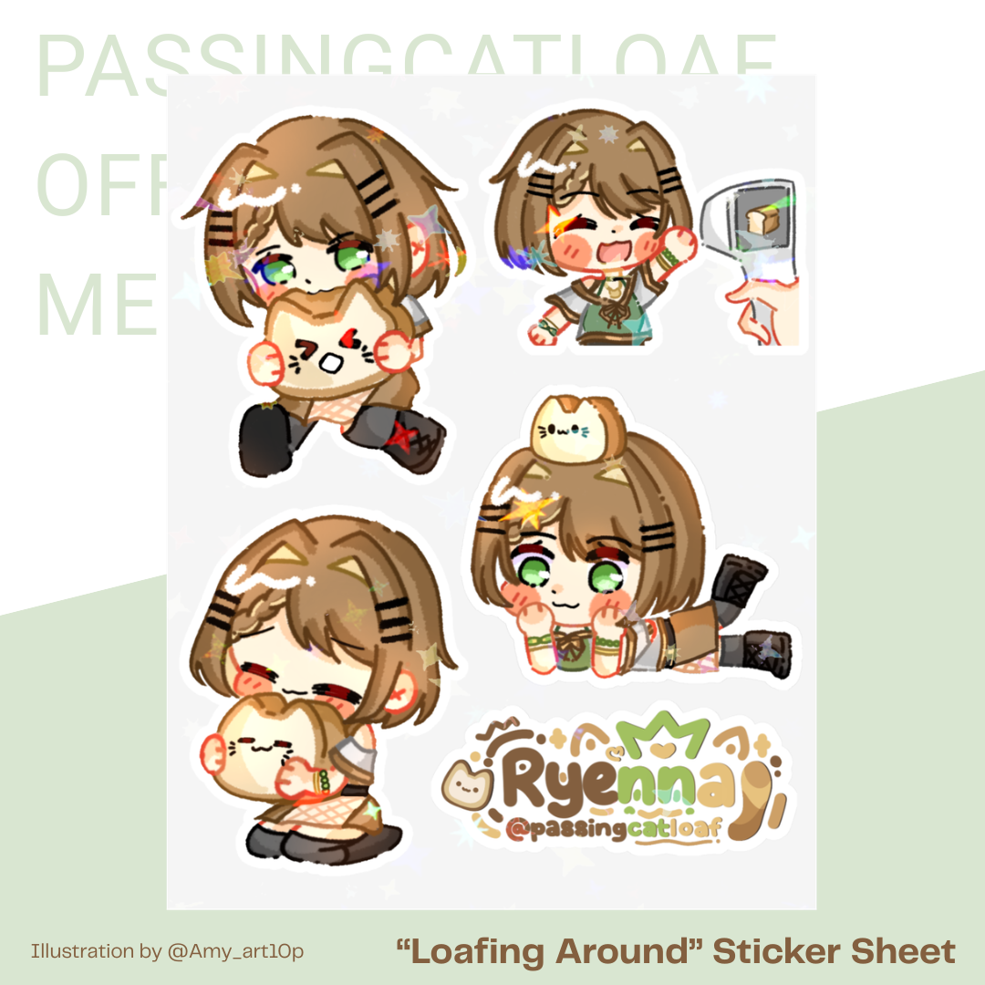 【Passingcatloaf Official Merch】'Loafing Around' Sticker Sheet