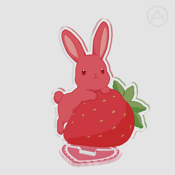 Strawberry Bunny Clear Acrylic Standee
