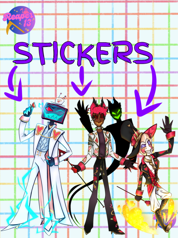 Alastor, Lucifer, and Vox (Valentine's) Sticker-Hazbin Hotel-Applemedia-Mediaapple-Appleradiostatic-Radiostaticapple-Staticappleradio