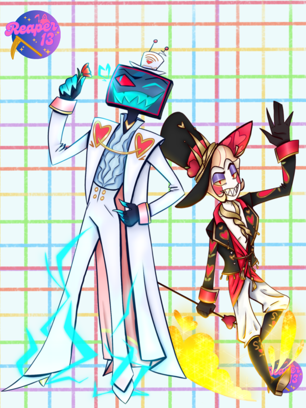 Vox and Lucifer(Valentine's) Standees-Normal size-Hazbin Hotel-Staticapple-Applestatic
