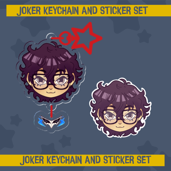 Joker Keychain and Sticker set