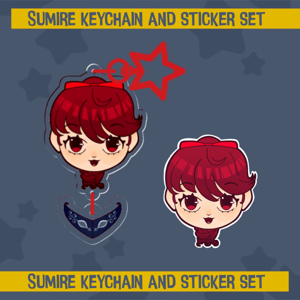 Sumire Keychain and Sticker Set
