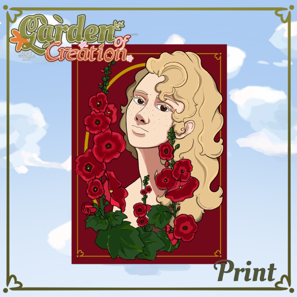 Floral Art Print (A5) || Hollyhocks || Viva