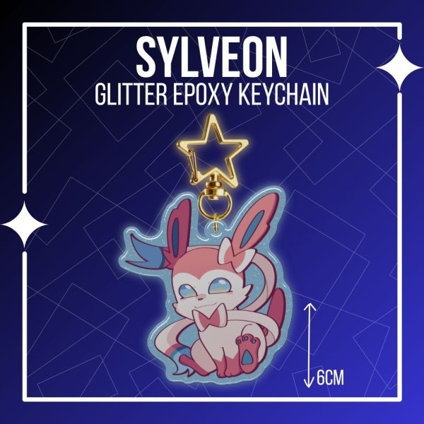 Sylveon - Epoxy Glitter Keychain