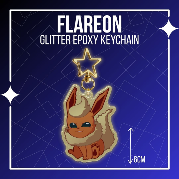 Flareon - Epoxy Glitter Keychain