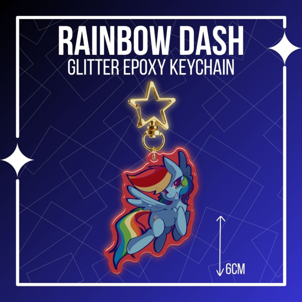 Rainbow Dash - Epoxy Glitter Keychain
