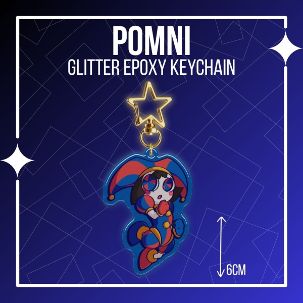 Pomni - Epoxy Glitter Keychain